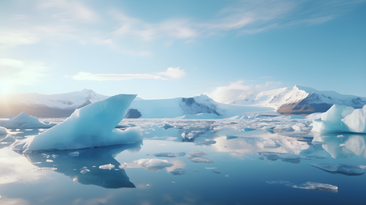 冰山蓝色海洋自然风光摄影版权图片下载