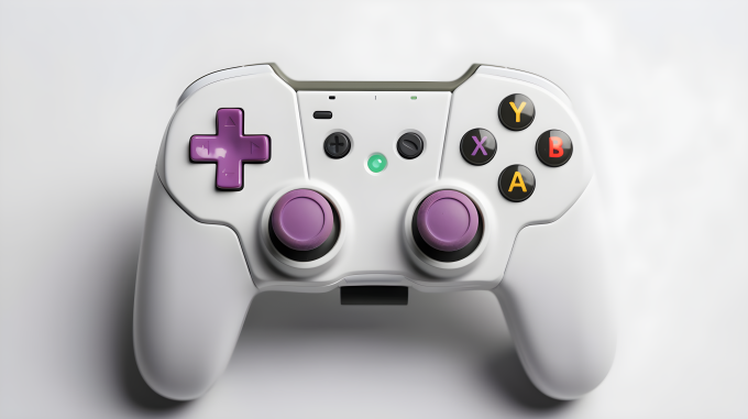 白色游戏手柄彩色按键摄影图片