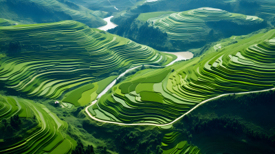 水稻田的自然风景摄影图