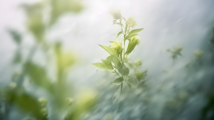 翠绿植物的优雅色彩与柔和画面的摄影图版权图片下载