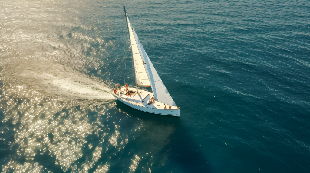 海洋中的白帆船摄影版权图片下载