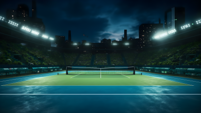 夜晚室外网球场摄影图