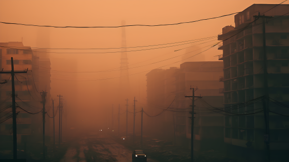 都市雾霾真实摄影图片