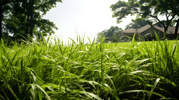 夏日青翠草坪近景摄影图