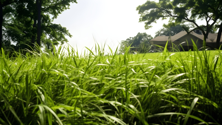 夏日青翠草坪近景摄影图版权图片下载