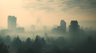 城市雾霾实景摄影图片