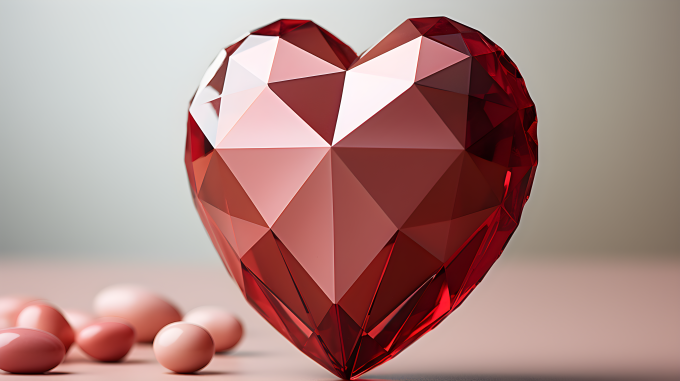 红色几何折纸心摄影图