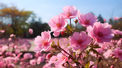 粉色花朵近景摄影图片