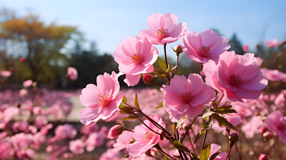 粉色花朵近景摄影图片