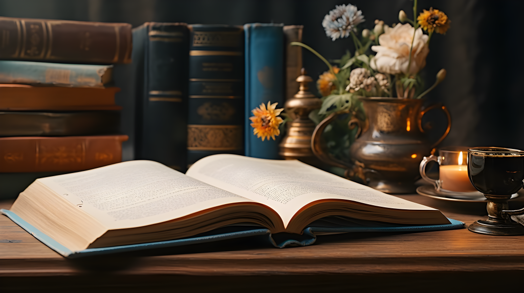 桌上书籍摄影图片