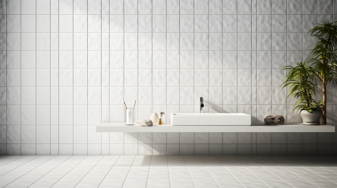 卫生间装修极简白瓷砖摄影图片