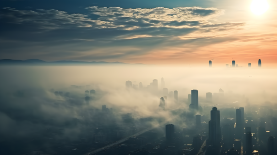 城市雾霾实拍摄影图片