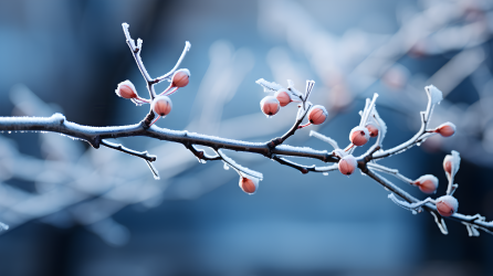 冬日枝上飘落的雪花摄影图