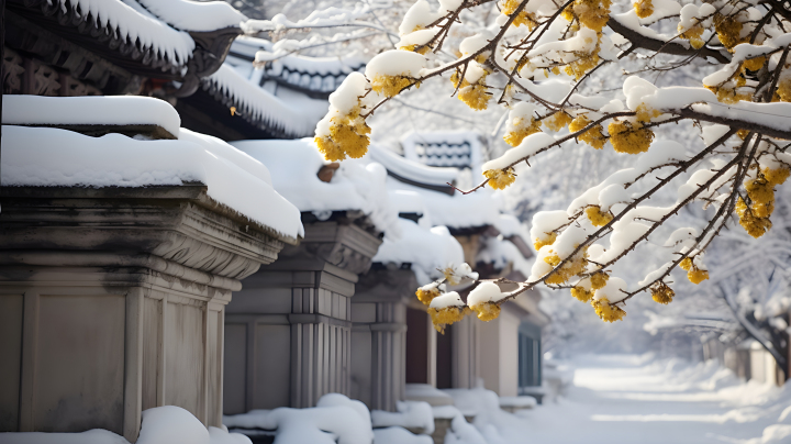 美丽的冬日雪景摄影版权图片下载