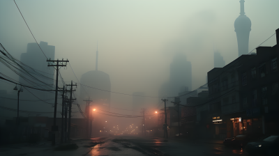 城市雾霾状况的真实摄影图片