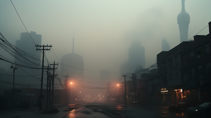 城市雾霾状况的真实摄影版权图片下载