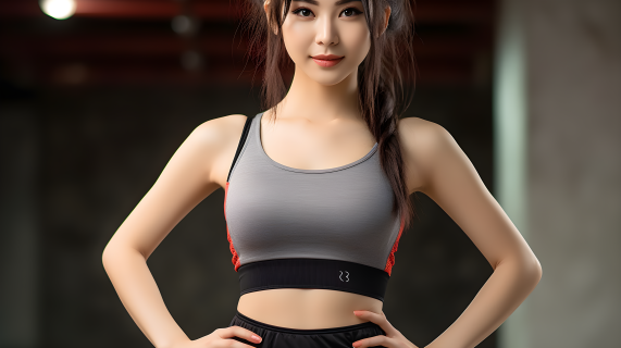 亚洲女孩锻炼身材摄影图片