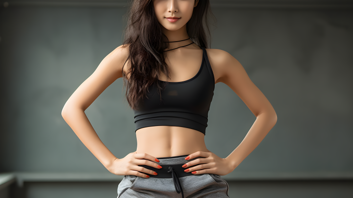 亚洲女孩锻炼身材摄影图版权图片下载