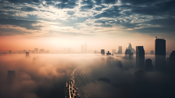城市中的迷雾摄影图