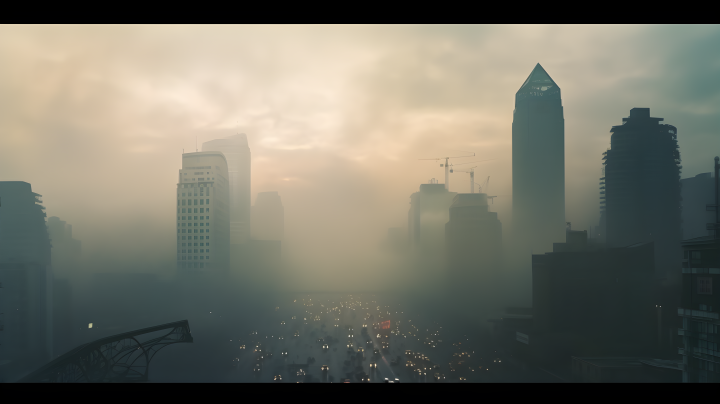 城市寒雾摄影图版权图片下载