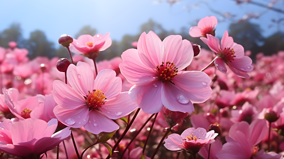 带露珠的粉色花卉特写摄影图片