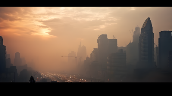 城市霾天下的摄影图