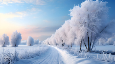 冬日白雪风景摄影图