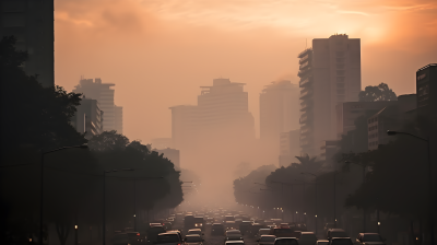 城市霾气中的摄影图