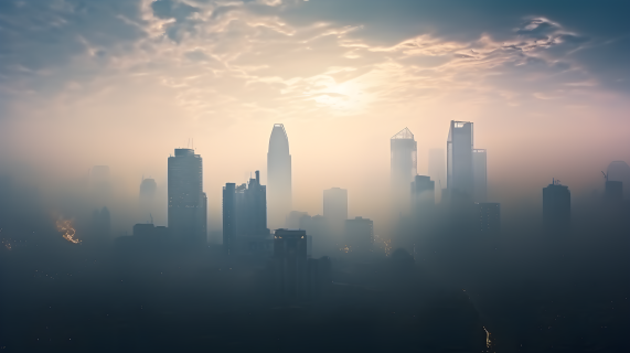 城市雾霾的摄影图片