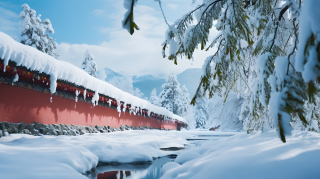 冬日冰封世界雪景摄影图片