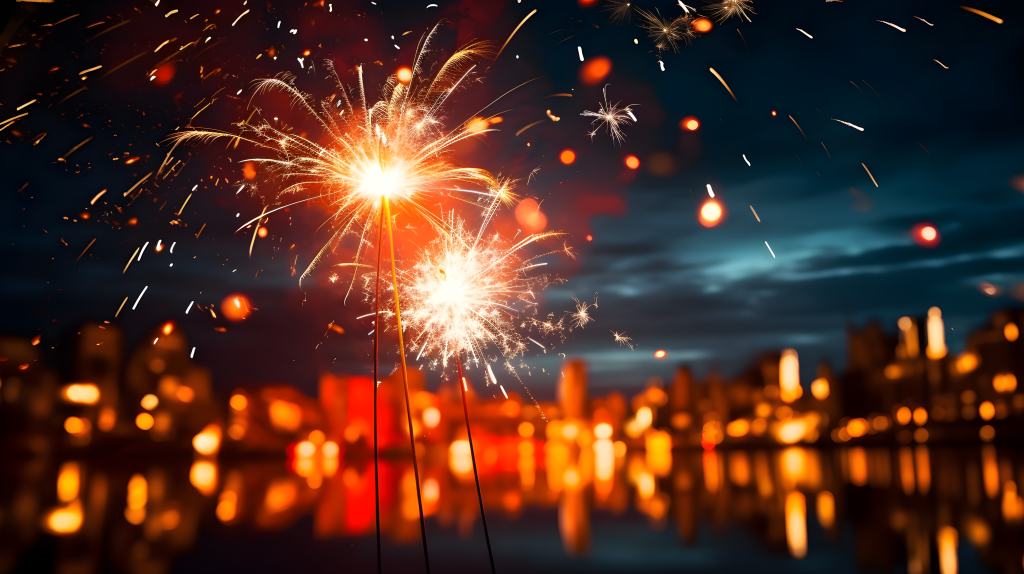 绚烂之夜烟花摄影图片