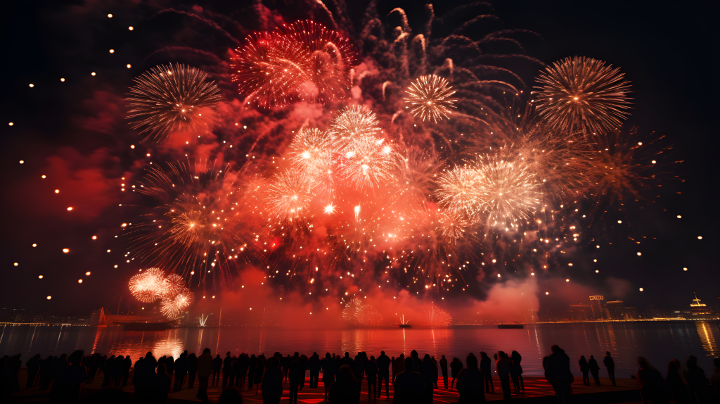 夜间烟花摄影图片