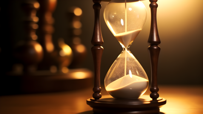 创意黄色光环木制沙漏摄影图片