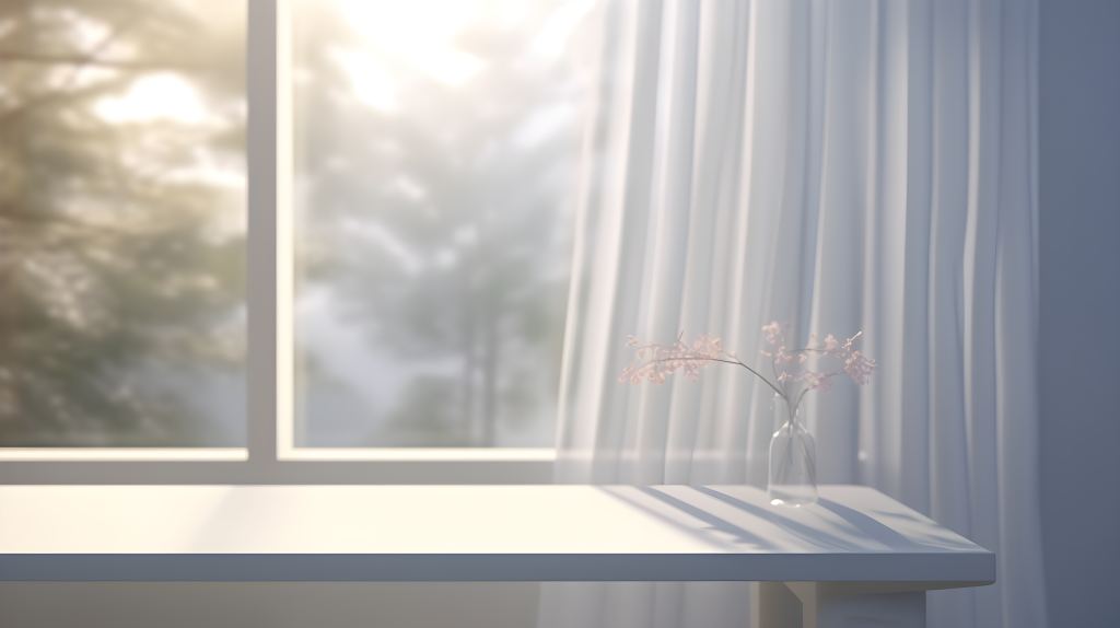 柔和光影白色窗帘摄影版权图片下载