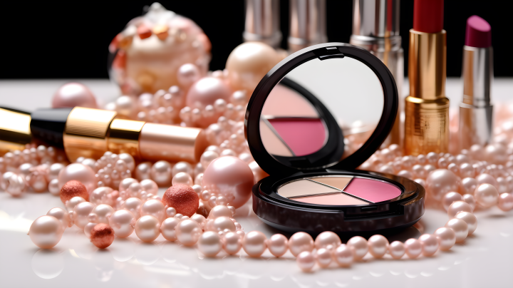 粉色珍珠化妆品摄影版权图片下载