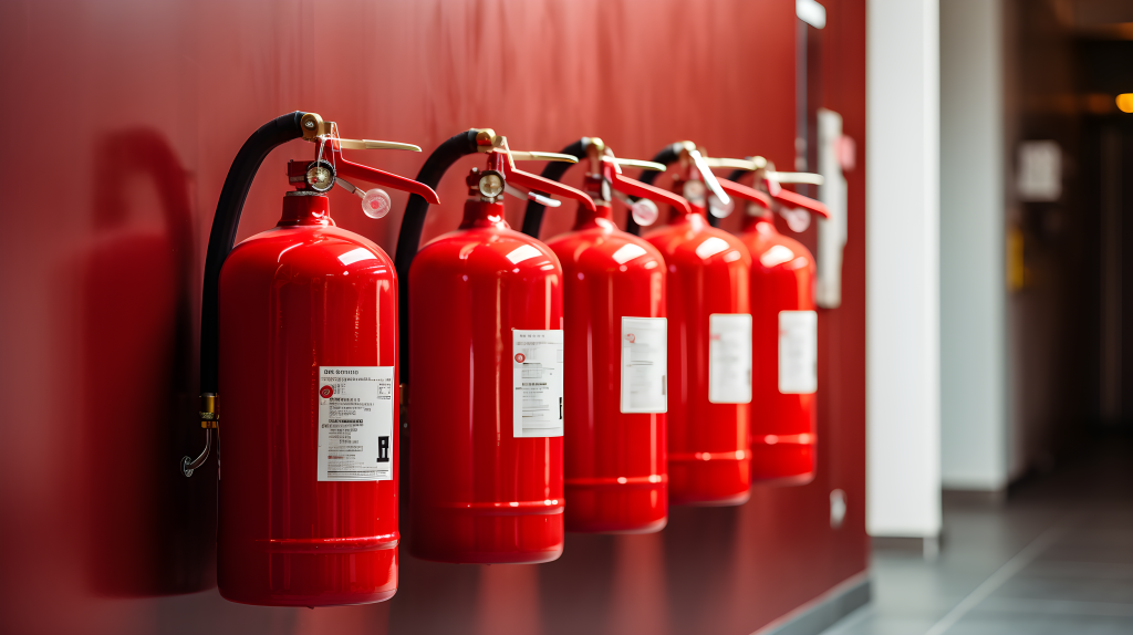 消防器材挂在墙上的照片摄影图版权图片下载