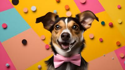 可爱狗狗戴领带的摄影图片