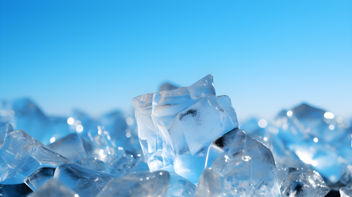 蓝色背景下的冰景摄影图版权图片下载
