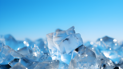 蓝色背景下的冰景摄影图