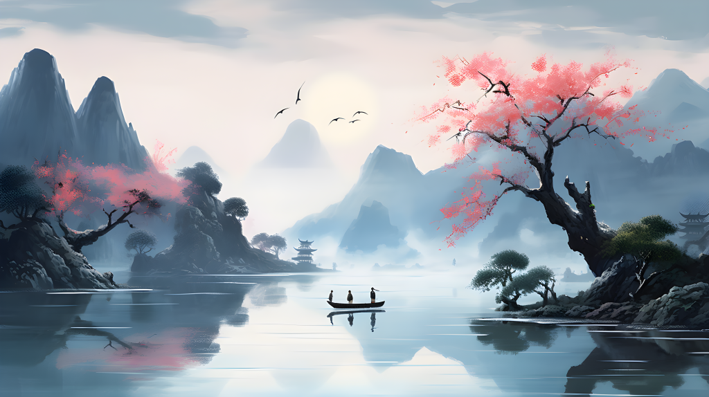 湖畔翠树摄影图版权图片下载