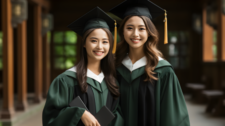 亚洲女生毕业照摄影图片