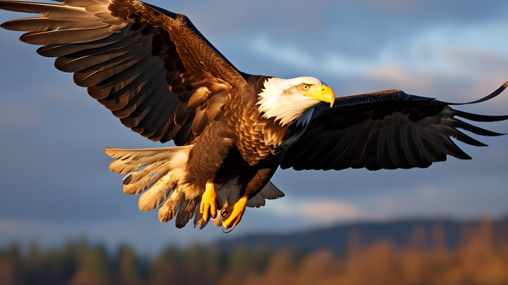 雄鹰翱翔天空，强大象征的摄影版权图片下载