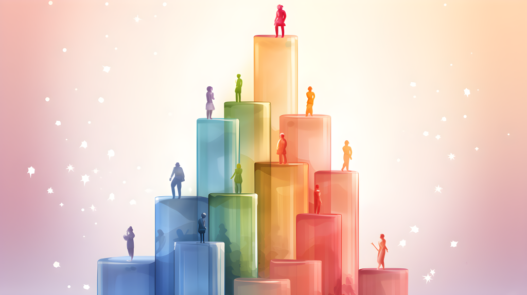 不同层次柱状图柔和风格的矢量插画高清图版权图片下载