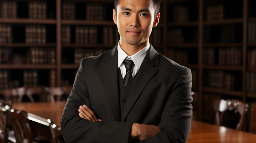 工作中的华人律师摄影图版权图片下载