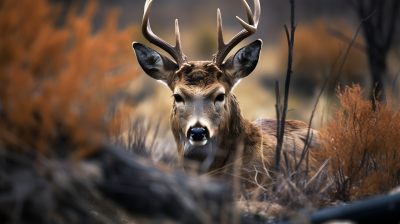 野外狩猎中的鹿摄影图片