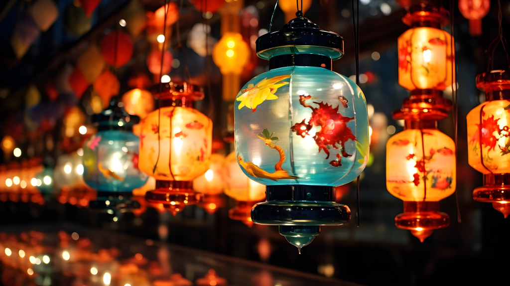 绚丽多彩的的灯笼摄影图片