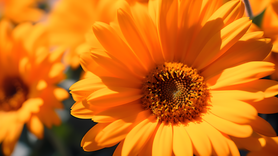阳光下的橙色向日葵摄影图