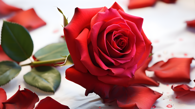 自然美景红玫瑰和花瓣摄影图片