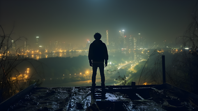 寂寞人的背影摄影图片