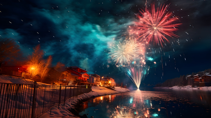 新年烟花绚丽多彩摄影图片